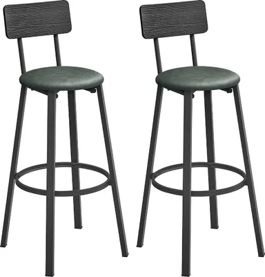 Produktbild von Barhocker-Set (2er-Set) mit Fußstütze, klassisches Schwarzwaldgrün