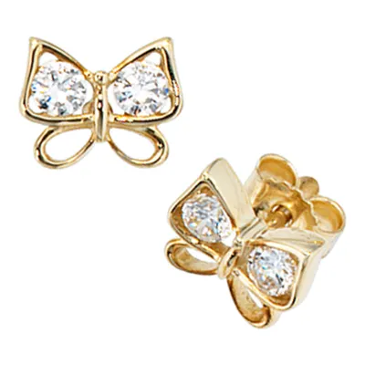 Produktbild von Ohrstecker Schmetterling mit 4 Zirkonia 333 Gold Gelbgold für Damen