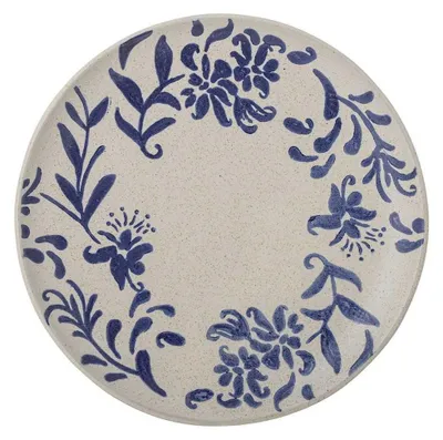 Produktbild von Bloomingville Essteller PETUNIA Blau Weiß 24 cm Keramik Teller Speiseteller