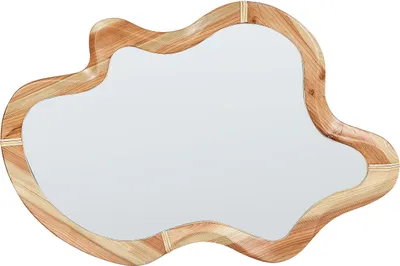 Obrázok produktu pre BELIANI Nástenné zrkadlo svetlé drevo sklo 89 x 49 cm nepravidelný tvar závesné moderný štýl doplnky