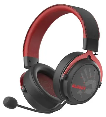 Zdjęcie produktu dla A4Tech Bloody MR590 – bezprzewodowe słuchawki gamingowe z mikrofonem, Bluetooth, złączem 3,5 mm, czerwone