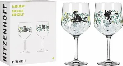 Produktbild von Unyqoos® 2er-Set Gin-Kelche aus Kristallglas, 720 ml – 21,8 cm Höhe, Ø 10,7 cm, spülmaschinenfest, in Geschenkverpackung