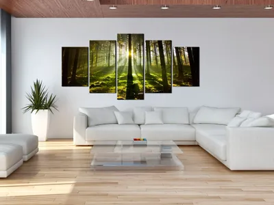 Produktbild von Akustikbild Landschaft 200x100 cm Bilder Akustikschaum Hochleistungsschallabsorber Schallschutz Leinwand 5 tlg Wandbild Raumakustik Schalldämmung 030213-34