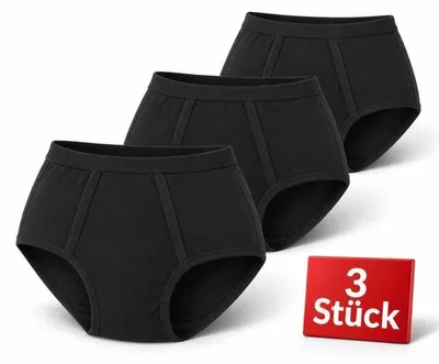 Produktbild von Herren Slips aus 100 % Baumwolle mit Eingriff, Schwarz-XL-3