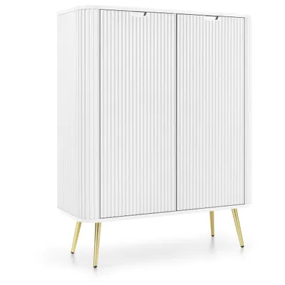 Produktbild von Highboard in weiß mit Rillen, Füße gold, ZARA-160