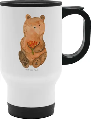 Produktbild von Mr. & Mrs. Panda thermosbecher Bär Dankbar - Weiß - Geschenk, Thermobecher, Dankeschön, To-Go-Becher, Teddy, To Go Becher, Danke, Edelstahl-Thermobecher, Kaffeebecher