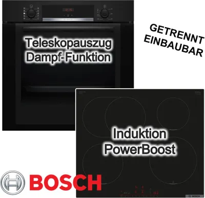 Produktbild von Herdset BOSCH Backofen Dampffunktion + Induktionskochfeld Booster autark 60 cm