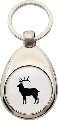 Produktbild von Huuraa Schlüsselanhänger Hirsch Silhouette Metall Schlüsselring Einkaufswagenchip Geschenkidee