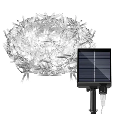 Zdjęcie produktu dla Girlanda solarna LED Bettizia 15M, oświetlenie zewnętrzne, efekt "śniegu", 600 diod LED, dekoracja do wnętrz i ogrodu, wodoodporna, z pilotem