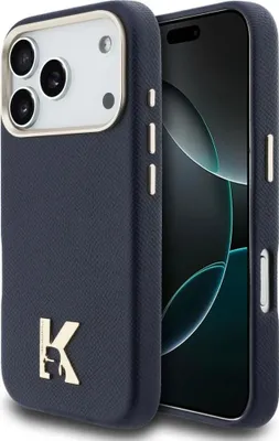 Obrázok produktu pre Karl Lagerfeld - Hardcase Leather MagSafe with K Head Logo kožené puzdro s MagSafe pre iPhone 17 Pro - modré