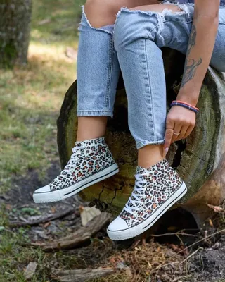 Produktbild von Royalfashion Damen beige hohe Sneaker mit modischem Muster Jungle Jive, Größe 38