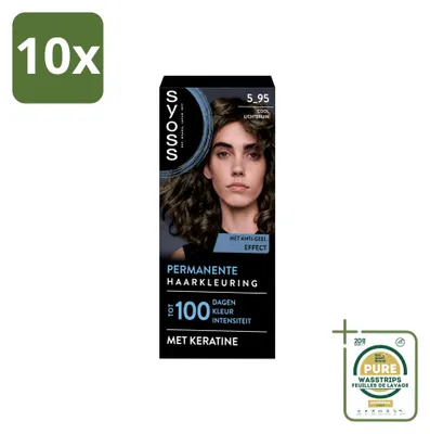 Produktbild von 10 x SYOSS Permanent Coloration 5-95 Haarfarbe – Kühles Hellbraun - Vorratspackung - 10 Stücke