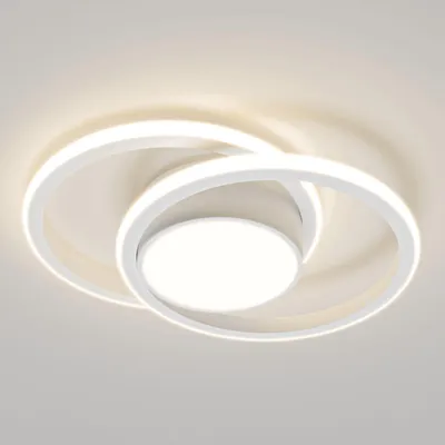 Produktbild von LQWELL Modern LED Deckenleuchte, LED Deckenlampe 40cm, 2-Ringe Design, 48W 3000K 5280LM IP44 spritzwassergesch Schlafzimmerleuchte Wohnzimmerleuchte