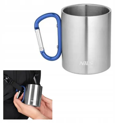 Produktbild von Nils Camp NC17110 Edelstahlbecher Karabiner Blau 300 ml