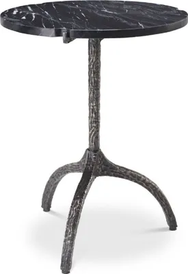 Produktbild von Casa Padrino Luxus Beistelltisch Bronzefarben / Schwarz Ø 45 x H. 58,5 cm - Messing Tisch mit Marmorplatte - Wohnzimmer Möbel - Luxus Möbel