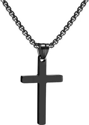 Produktbild von Herren Kreuzkette Edelstahl Gold Silber Schwarz RWQIAN