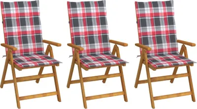 Produktbild von CLORIS Klappbare Gartenstühle 3 Stk. mit Auflagen Massivholz Akazie 3064102