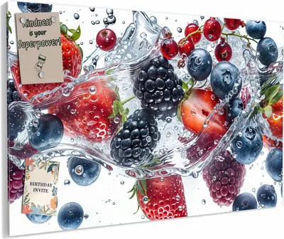 Produktbild von Magnettafel 60x40cm magnetisch & beschreibbar Metall-Board - Beeren im Wasser