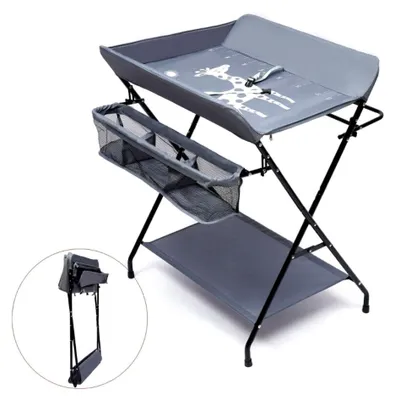 Produktbild von Tragba Wickeltisch,Baby Wickelkombi klappbare Wickelkommode Baby Klappbarer Wickeltisch mobiler Badewanne Klappbar Wickelauflage,Höhenverstellbar,Klappbar Wickeln,Gray