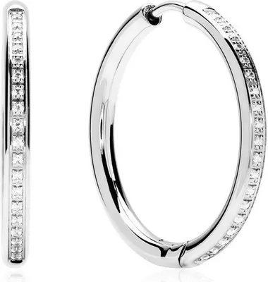 Produktbild von Edelstahl Creolen für Damen mit Zirkonia E5118-25