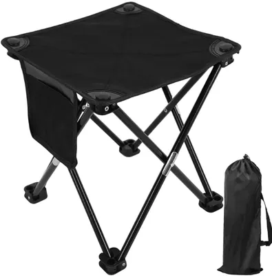 Zdjęcie produktu dla Krzesło wędkarskie – krzesło turystyczne – składane – 33 x 33 x 32 cm – krzesło kempingowe – krzesło plażowe – krzesło wędkarskie – taboret – krzesło składane – lekkie – czarne