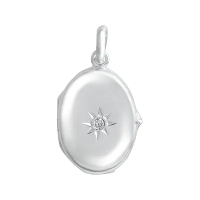 Produktbild von V Medaillon 925/- Sterling Silber rhodiniert oval Zirkonia