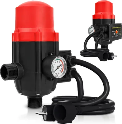 Produktbild von Izrielar Pumpensteuerung Druckschalter Wasserpumpe mit Kabel Digitale Einstellbare Trockenlaufschutz Hauswasserwerk Druckwächter Gartenpumpe Drucktaster Rot