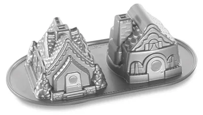 Produktbild von Backform "Gingerbread House Duet Pan" - Nordic Ware | Sparkling Silver Holiday