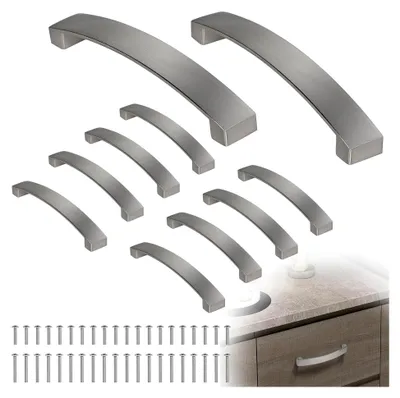 Produktbild von 10 Möbelgriffe, 128mm Lochabstand, Schubladengriffe mit Schrauben, Küchengriffe, Schrankgriffe, Bügelgriffe, Türgriffe für Küchenschränke (Silber)