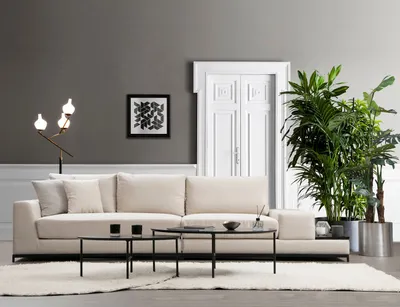 Obrázek produktu pro Hanah Home, Line- ARE1316, béžová, rozkládací pohovka, rám: Buková dřevotříska / dřevotříska