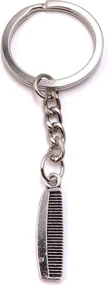 Produktbild von Onwomania Schlüsselanhänger Einfacher Kamm Bürste silber Metall Anhänger Charm