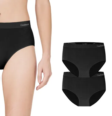 Image de Slips en caleçons en bambou sans coutures - Noir - Lot de 2