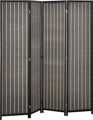 Produktbild von Paravent 4-teilig 180 x 180 cm Raumteiler Trennwand aus Bambus, Faltbar Sichtschutz Raumtrenner Stellwand für Wohnzimmer Braun Aosom