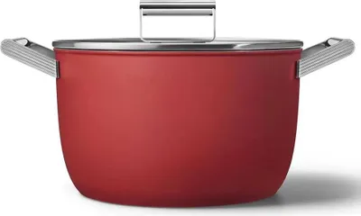 Produktbild von Smeg CKFC2611RDM Kochtopf Set Schwarz, Rot Aluminium, Edelstahl 7,7 l 26 cm