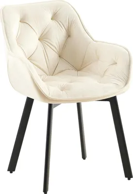 Produktbild von Esszimmerstuhl – Samtsessel, um 180° drehbares Design, r Komfort | Farbe: Creme