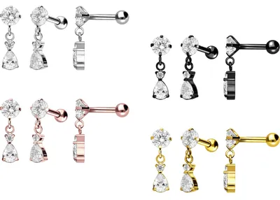 Produktbild von Ohrpiercing Titan Ohrpiercing KRISTALL + KRISTALLTROPFEN