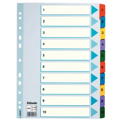 Produktbild von Esselte 100161, Numerischer Registerindex, Karton, A4, 225 mm, 3 mm