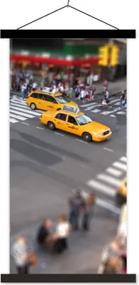 Produktbild von MuchoWow® Textilposter New York - Amerika - Taxi 60x120 cm mit schwarzem Rahmen - Magnete