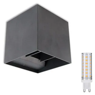 Image de Applique murale orientable Up/Down, cube anthracite, avec LED dimmable 6 W G9