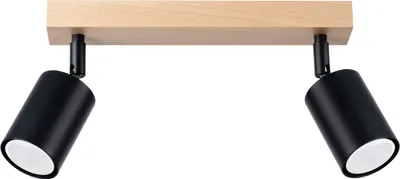 Produktbild von Deckenleuchte VERDO 2 schwarz 2xGU10 10W Stahl/Holz 17.5x30x46cm Sollux Lighting