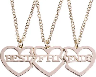 Obrázok produktu pre Náhrdelník Bixorp Friends BFF pre 3 so srdiečkami z ružového zlata - Najlepší priatelia - Náhrdelník priateľstva Dievčatá - Náhrdelník najlepších priateľov Darček pre priateľstvo pre dvoch