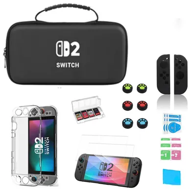 Image de INF Set étui de rangement Switch 2 - Étui de transport protecteur avec accessoires, multicolore PU+EVA+ABS+Silicone, compatible avec Nintendo Switch 2