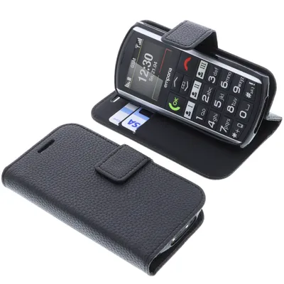 Produktbild von foto-kontor Tasche kompatibel mit Emporia Simplicity Schutzhülle schwarz Book Style Case Handy Schutz Hülle Buch Wallet Handyhülle Cover Klapphülle Ständer Handytasche