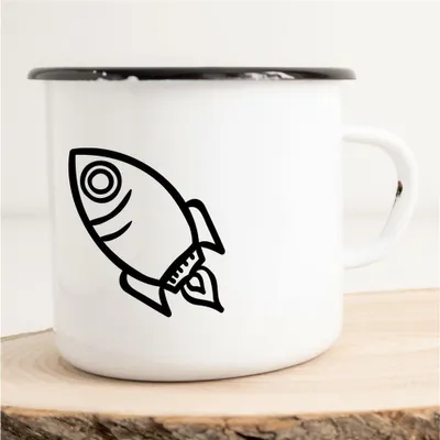 Produktbild von Huuraa Emaille Tasse Rakete Astronaut Geschenk Kaffeebecher Vintage 300ml Rakete Astronaut Präsent