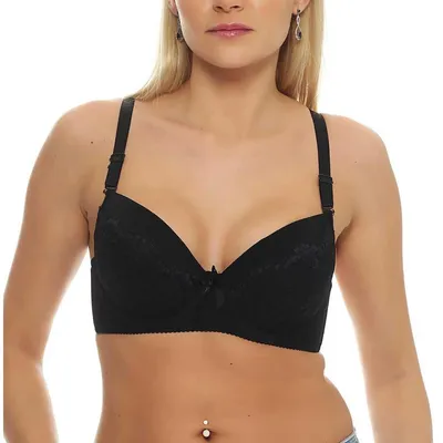 Produktbild von Damen Push-Up BH Bügel-BH mit Schleife und Spitze; Schwarz 70 D