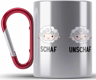 Produktbild von Trendation - Fotograf Edelstahl Tasse Karabiner Lustiger Spruch Fotografie Geschenk Fotografieren Karabiner Edelstahl Tasse Karabiner Edelstahl Geschenkideen Schaf Unschaf (Rot)