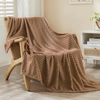 Productafbeelding van Pluizige deken, 3D-touch, sherpa-flanel, bruin, 130 x 150 cm