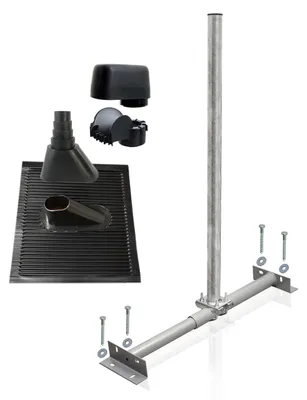 Produktbild von SkyRevolt Dachsparrenhalter Set 1m Mast 60mm Alu-Ziegel schwarz Mastkappe