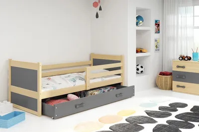 Obrázek produktu pro Dětská postel s úložným prostorem bez matrace 80x190 FERGUS - borovice / grafit