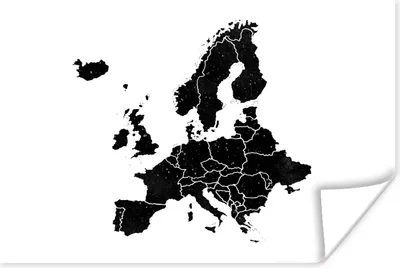 Produktbild von MuchoWow® Poster Eurocard in schwarzer Aquarellfarbe - schwarz und weiß 180x120 cm - Fotoplakat